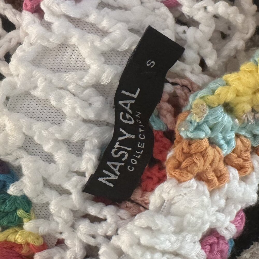Nasty Gal Multicolor Crochet Wide Leg Pants – Size S - Picture 2 of 3